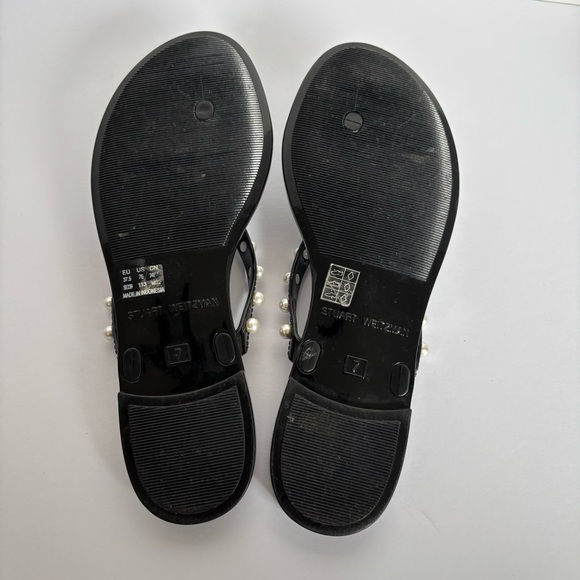Stuart Weitzman Goldie Jelly Flip Flop Sandals Pearl Designer Shoes Black Size 7 - Picture 11 of 11